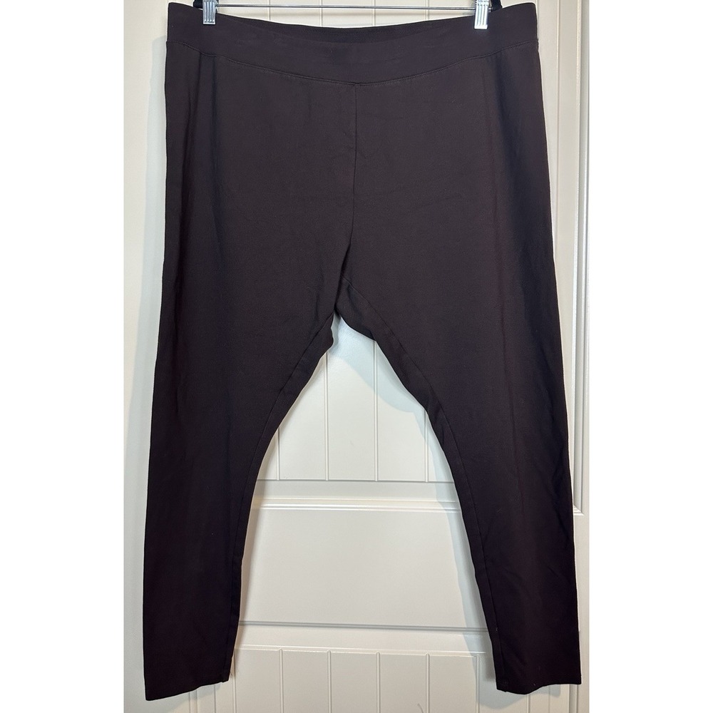Catherines Plus Size Secret Slimmer Knit Leggings brown sz 2X 22-24W rayon GUC